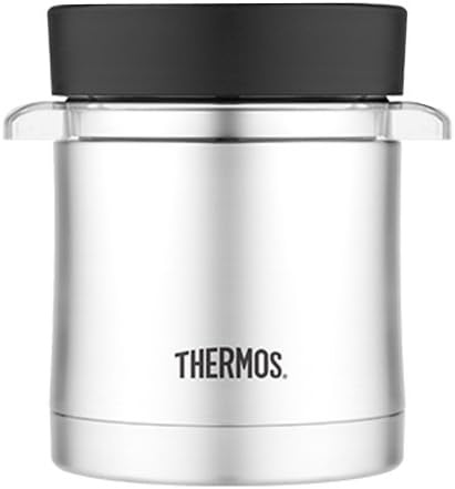 Thermos Food Jar with Microwavable Container, 12-Ounce, Stainless