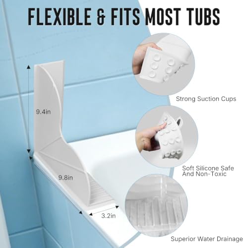 BUCABUCA 2-Pack Silicone Shower Splash Guard with Strong Suction Cups