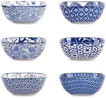 Selamica Ceramic 2.6 OZ Square Dipping Bowl Set, Set of 6, Vintage