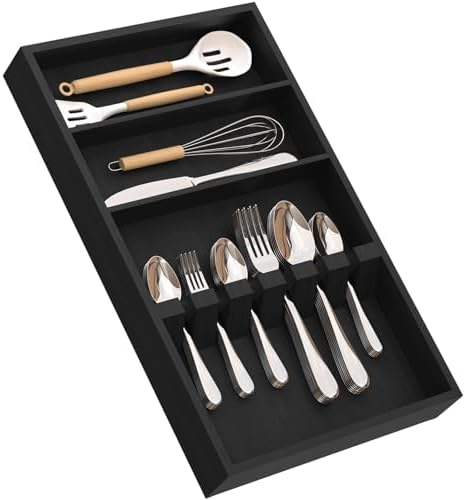 Yofidra Pure Bamboo Silverware Drawer Organizer: 16.5 Inch Large