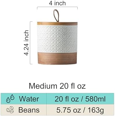 Miamolo Ceramic Jar with Lid, Airtight Coffee Canisters, White & 20