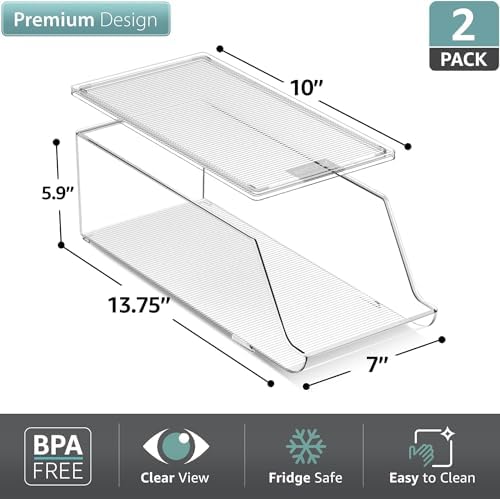 Sorbus Clear Skinny Can Organizer for Fridge, Stackable with Lids (2 Pack)