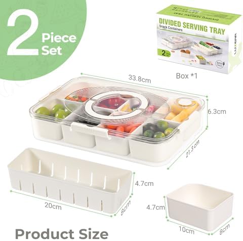 LUXEAR Snackle Box Container Dishwasher Safe Divided Serving Tray with