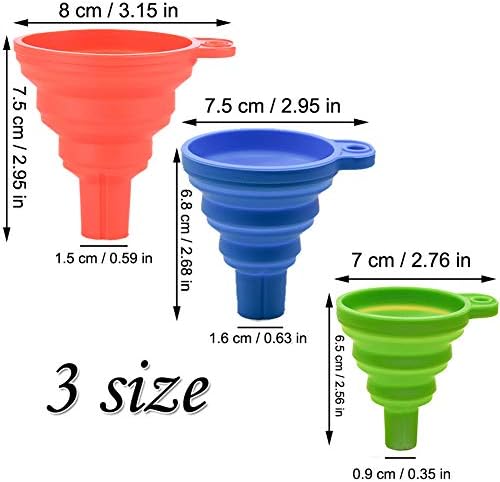 3 Pack Silicone Collapsible Funnel Kitchen Funnel for Water Bottle Oil
