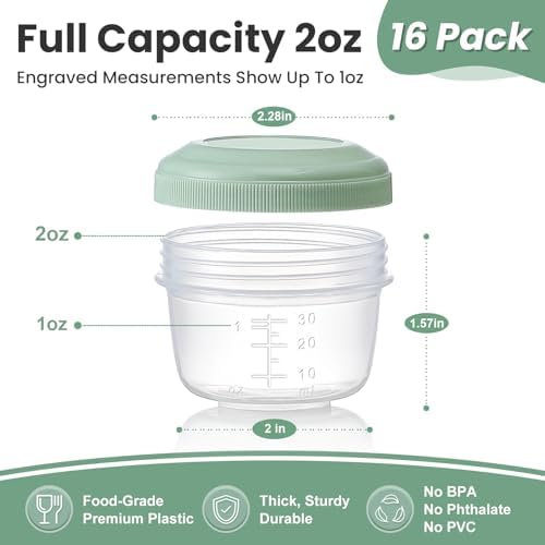 VITEVER 16 Pack 2 oz Salad Dressing Container to Go, Small Condiment