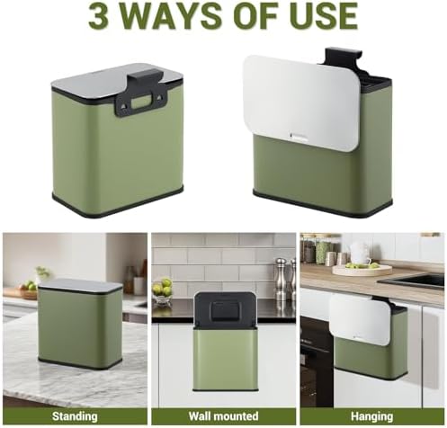 1.3 Gallon Kitchen Compost Bin with Lid – Odor Control Charcoal