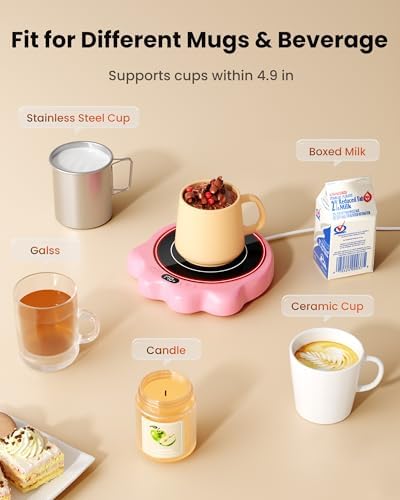 Gaiatop Mug Warmer, 50W Cute Cat Paw Cup Warmers, Heated Plate - Pink