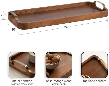 Kate and Laurel Farson Modern Decorative Wood Rectangle Tray with