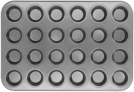 Fockety 24 Cup Mini Muffin Pan, Mini Cupcake and Muffin Pan, Carbon