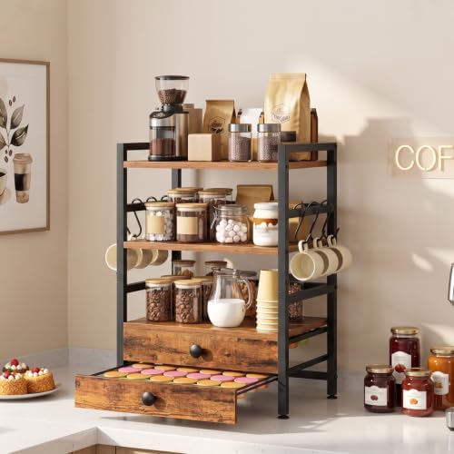 HOOBRO 5-Tier Coffee Mug Holder, Coffee Bar Organizer for Countertop