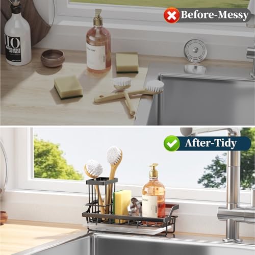 Consumest Stainless Steel Sink Caddy, Black