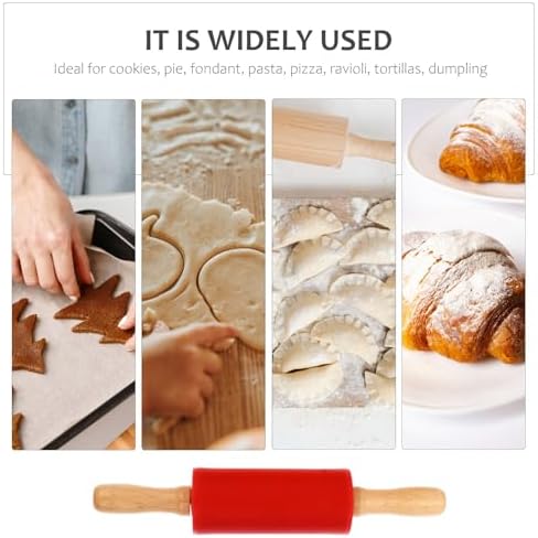 Mini Silicone Baking Rolling Pin 4pcs with Wood Handle