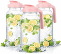 64oz Glass Pitcher with Handle and Flip Lid, Leak-Proof Seal, 3 Pack