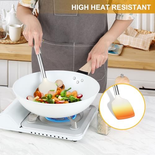 LIANYU 15 Pcs Cooking Kitchen Utensils Set with Stainless Steel Handle