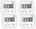 4 Pack Digital Magnetic Kitchen Timers, White