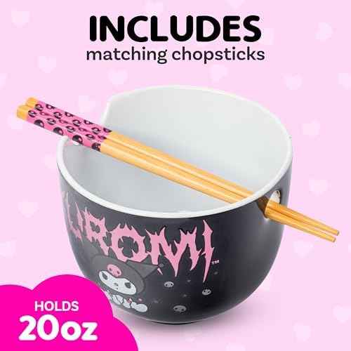 Silver Buffalo Sanrio Hello Kitty Kuromi, Ramen Bowl with Chopsticks