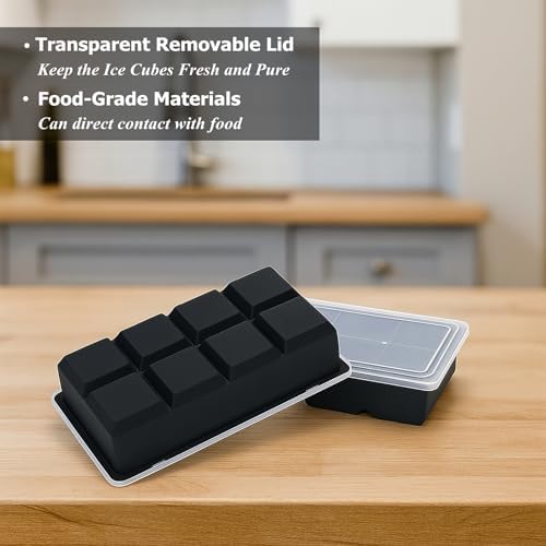 Bangp Large Ice Cube Tray for Whiskey,2 Pack,16 Slow-melting 2"Square