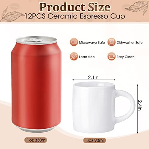 Roshtia 12 Pieces 3 oz Espresso Mugs Espresso Cups Mini Coffee Mugs