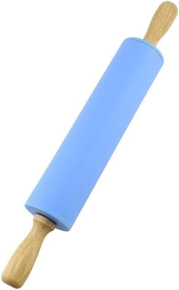 Silicone Rolling Pin with Wooden Handle by NASNAIOLL