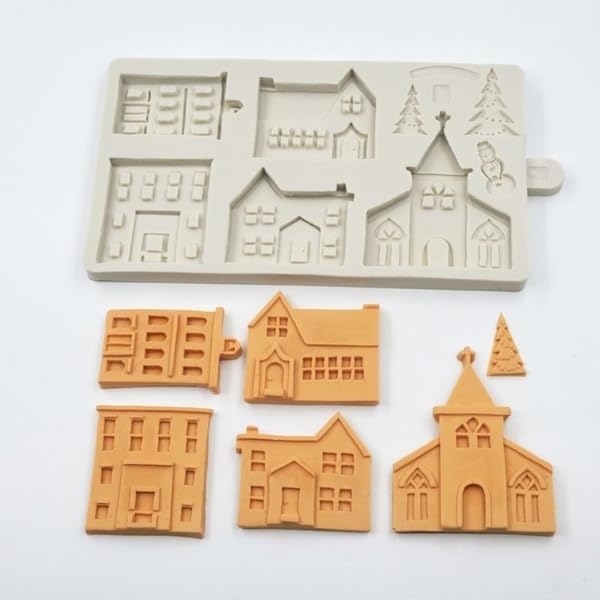 3D Xmas Christmas Tree House Silicone Mold For Fondant Cake Decor
