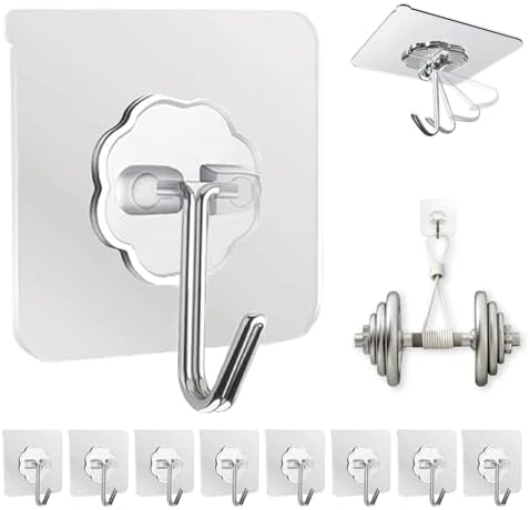 DDMY Adhesive Wall Hooks Clear 50lb(Max) Heavy Duty Hanging Sticky-10