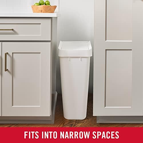 Rubbermaid Swing Top Waste Container, 12.2 Gallon, White