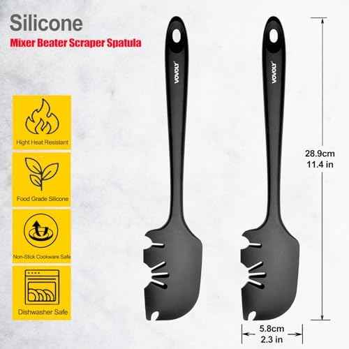 Vovoly Silicone Spatula Scraper, Mixer Beater Blade Flexible Cleaner