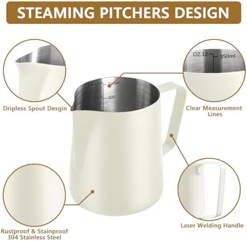 Milk Frothing Pitcher Stainless Milk Cup with Art Pen