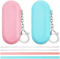 2 Sets Silicone Straws with Case, Reusable Travel Straw Cruise Ship