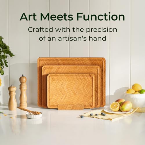 Keechee Bamboo Cutting Board, Reversible Wood Cutting Boards for