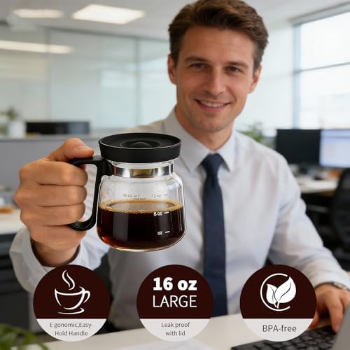 16 Oz Glass Coffee Pot Mug, Mini Coffee Pot Cup, Novelty Heatproof