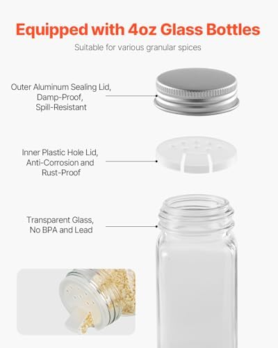 VEVOR Spice Rack Organizer for Cabinet, Spice Organizer with 72 Empty