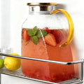 Glass Pitcher with Lid and Spout, 1.8L/60oz Clear Jug - Fridge Door
