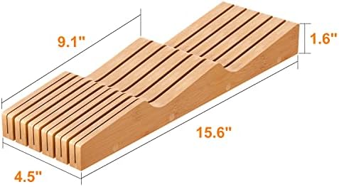 In-Drawer Bamboo Knife Block for 11 Knives, Natural