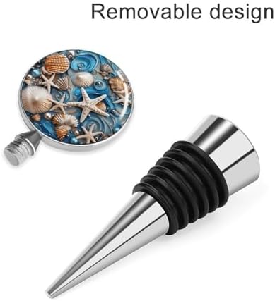 Ocean Shell Art Wine Stoppers for Wine Bottles Vacuum Wine Bottle