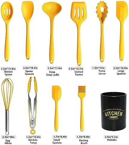 11-Piece Silicone Cooking Utensils Set, Yellow