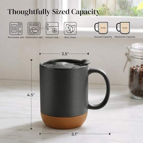 DOWAN Coffee Mugs, 15 oz Upgraded Coffee Mug with Silicone Bottom
