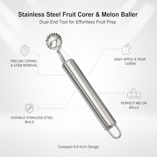 Dual-End Fruit Corer & Melon Baller - Tool for Strawberries, Apples