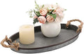Hipiwe Galvanized Metal Iron Tray Farmhouse Serving Trays with Rope