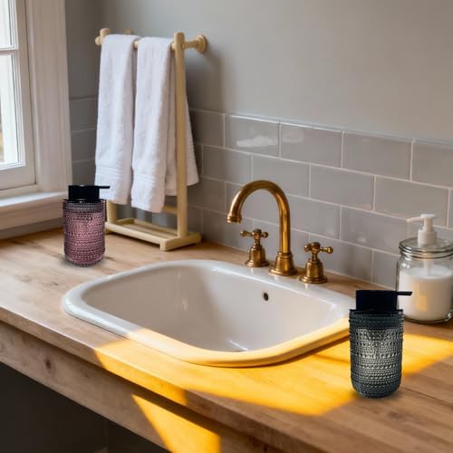 Foaming Soap Dispenser, Refillable Clear Glass Pump Bottle, 13.5 Fl Oz