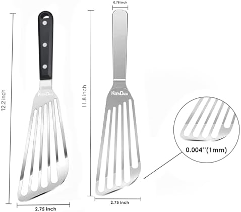 KSENDALO 2 Pack Flexible Fish Spatula Stainless Steel for Kitchen