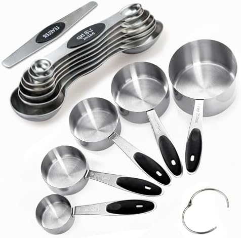Measuring Cup and Magnetic Measuring Spoons Set, 5 Stainless Steel