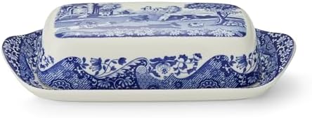 Spode Blue Italian Butter Dish, Fine Porcelain Covered Butter Holder