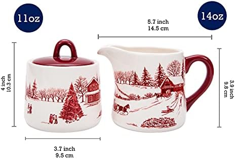 Bico Toile De Jouy Winter Wonderland Ceramic Sugar and Creamer Set