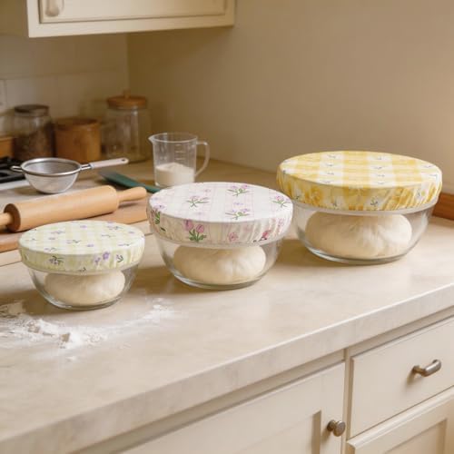 Reusable Beeswax Bowl Covers-3 PCS Elastic Cotton Food