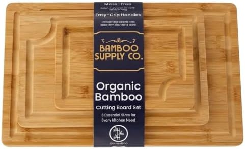 Bamboo Cutting Board Set of 3 – Durable Bamboo Chopping Boards for