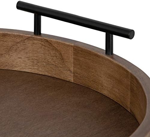 Kate and Laurel Lipton Modern Round Wood Tray, 15.5" Diameter, Rustic