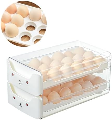 Refrigerator Egg Storage Box, Large Capacity Double Layer Drawer Egg