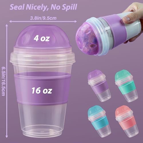 Freshmage 4 Pack 20 oz Yogurt Parfait Cups with Lids & Folding Spoons