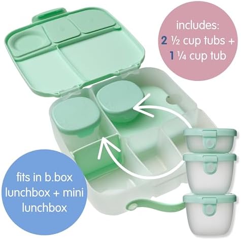 b.box Snack Tubs 3-Pack, Food Containers for Lunch, 4oz + 2oz Sauce
